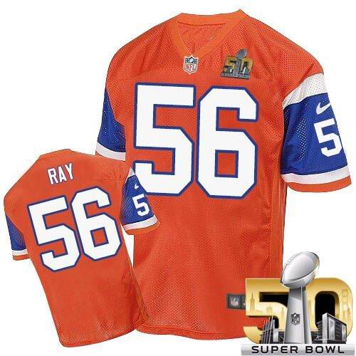 Nike Broncos #56 Shane Ray Orange Throwback Super Bowl 50 Men's Stitched NFL Elite Jersey - Click Image to Close